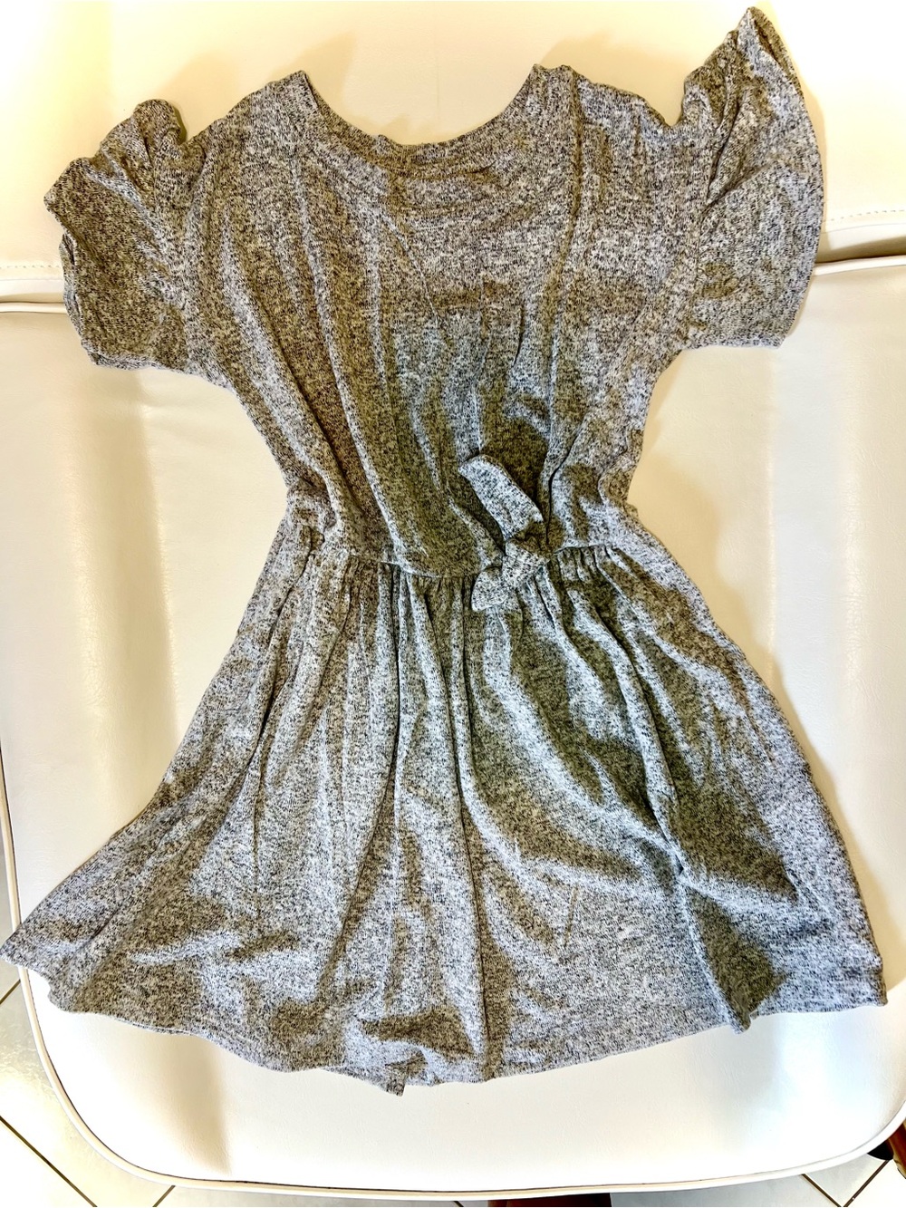 Girls' Heather Gray Tie-Waist Short Sleeve Dress
